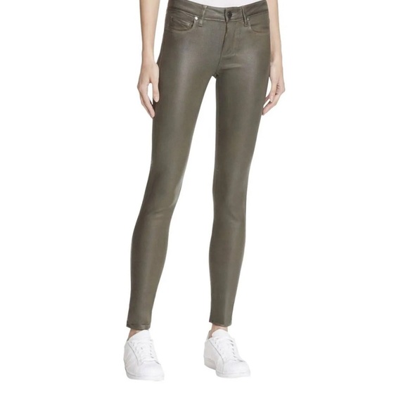 Paige Verdugo Ultra Skinny Jeans Army Green Luxe Coating Women's Size 31 - Picture 7 of 12